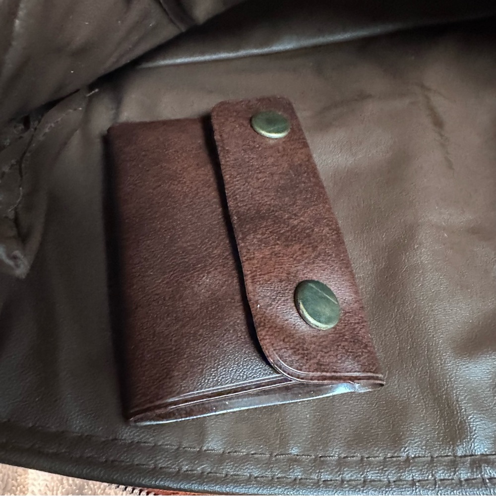 Adorable VGUC Vintage Brown Naugahyde Tandem Handbag - Picture 10 of 12